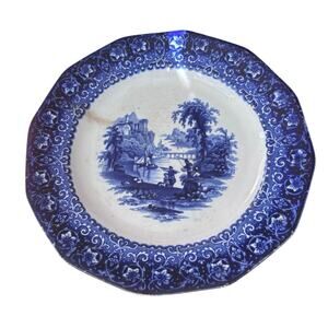 Antique Blue Tivoli Plate by TF & Co. Romantic Landscape 9”
Iron Stone 1800s